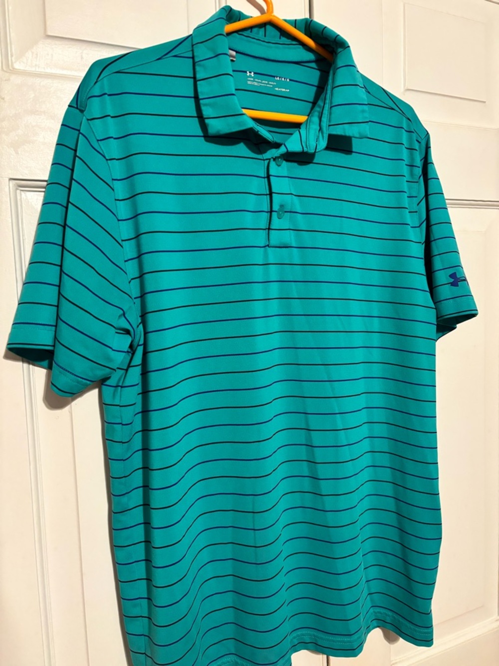Under Armour Teal and Navy Striped Men’s Polo